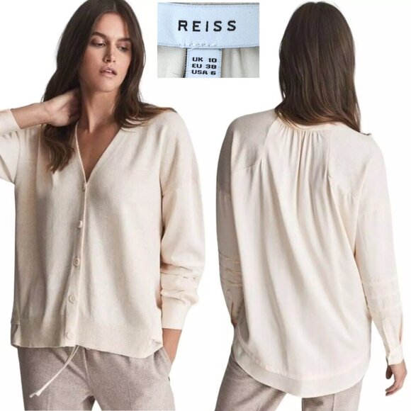 Reiss Sweaters - Reiss Addison Mix Media Cashmere Blend Cardigan Size 6